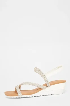 Quiz Silver Diamante Low Wedge Sandals Hot