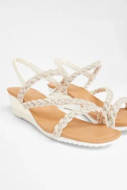 Quiz Silver Diamante Low Wedge Sandals Hot