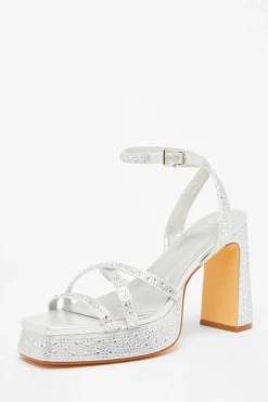 Quiz Diamante Platform Heels Silver Hot