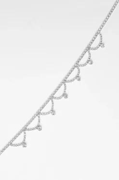 Quiz Diamante Scalloped Choker Silver Discount