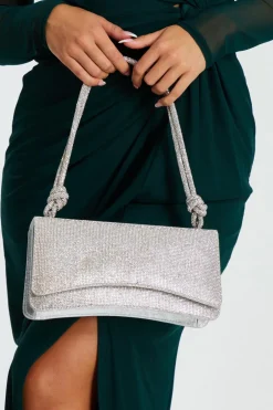 Quiz Silver Diamante Shoulder Bag Discount