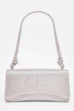 Quiz Silver Diamante Shoulder Bag Discount