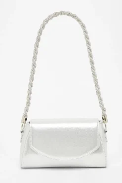Quiz Silver Diamante Strap Shoulder Bag Clearance