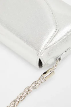 Quiz Silver Diamante Strap Shoulder Bag Clearance
