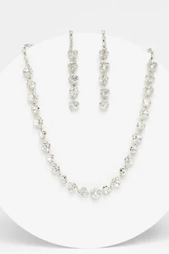 Quiz Silver Diamante Swirl Drop Jewellery Set Hot