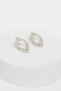 Quiz Silver Diamante Tear Drop Earrings Best