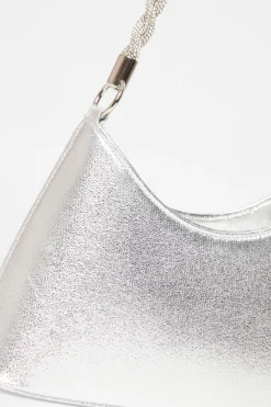 Quiz Diamante Twist Handle Bag Silver Sale