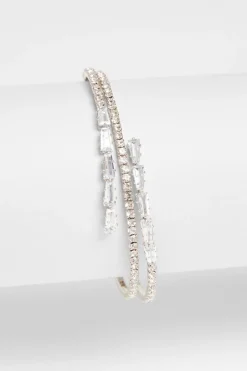 Quiz Silver Diamante Wrap Bracelet Online