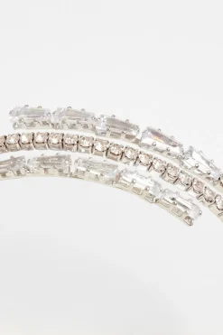 Quiz Silver Diamante Wrap Bracelet Online
