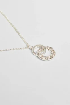 Quiz Double Circle Jewellery Set Silver Discount