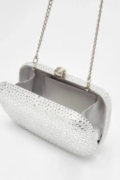 Quiz Embellished Box Bag Silver