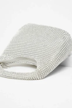 Quiz Embellished Mini Bag Silver Hot