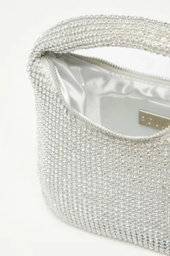 Quiz Embellished Mini Bag Silver Hot