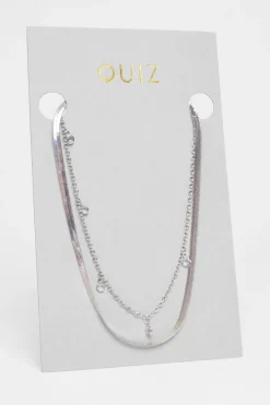 Quiz Silver Multi Stone Layered Necklace Outlet