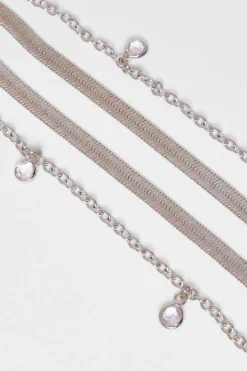 Quiz Silver Multi Stone Layered Necklace Outlet