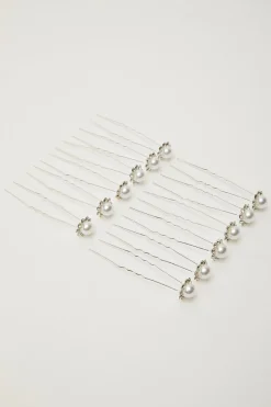 Quiz Silver Pearl Diamante Hair Pins Outlet