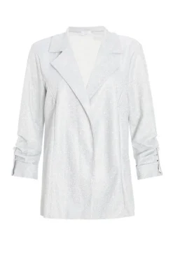 Quiz Silver Ruched Sleeve Blazer New