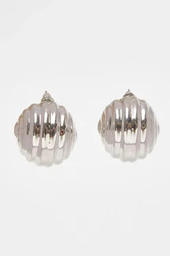 Quiz Textured Dome Stud Earrings Silver Clearance