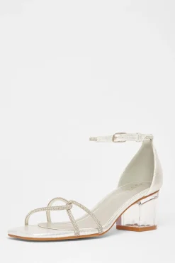 Quiz Twist Strap Heeled Sandal Silver Sale