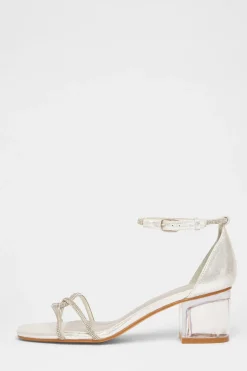 Quiz Twist Strap Heeled Sandal Silver Sale
