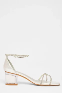 Quiz Twist Strap Heeled Sandal Silver Sale