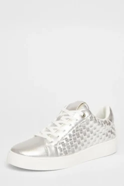 Quiz Silver Woven Trainers Clearance