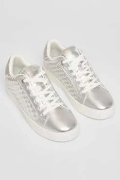 Quiz Silver Woven Trainers Clearance