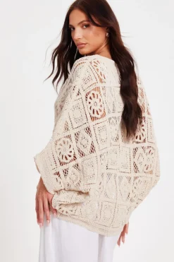 Quiz Stone Crochet Button Front Cardigan Outlet
