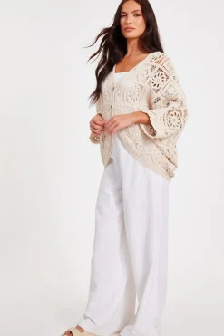 Quiz Stone Crochet Button Front Cardigan Outlet