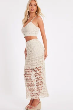 Quiz Stone Crochet Midaxi Skirt Online