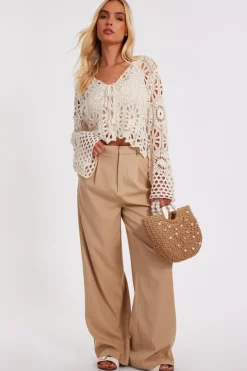 Quiz Stone Crochet Tie Front Cardigan Outlet