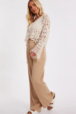 Quiz Stone Crochet Tie Front Cardigan Outlet