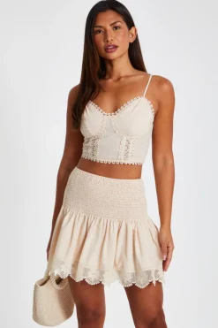Quiz Stone Crochet Trim Mini Skirt Best