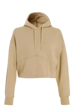 Quiz Cropped Corset Hoodie Stone Outlet