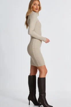 Quiz Diamante Roll Neck Dress Stone Best