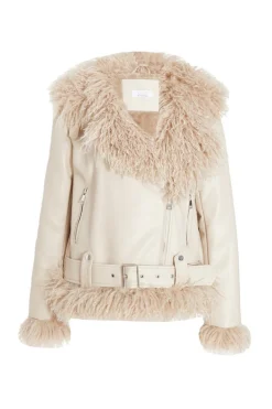 Quiz Stone Faux Fur Contrast Belted Jacket New