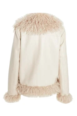 Quiz Stone Faux Fur Contrast Belted Jacket New