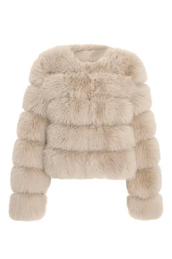 Quiz Stone Faux Fur Jacket Discount