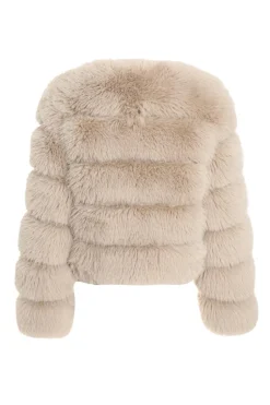 Quiz Stone Faux Fur Jacket Discount