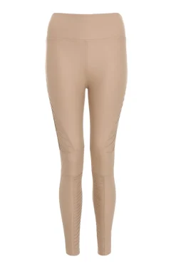 Quiz Faux Leather Seam Leggings Stone Clearance
