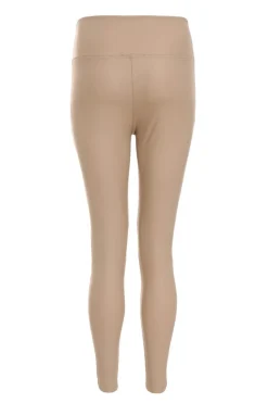 Quiz Faux Leather Seam Leggings Stone Clearance