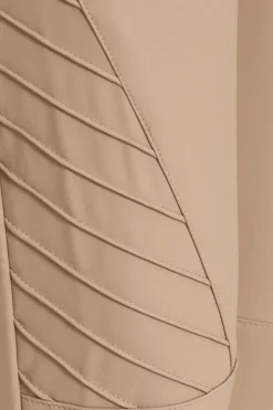 Quiz Faux Leather Seam Leggings Stone Clearance