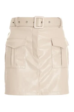 Quiz Faux Leather Skort Stone Online