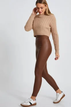 Quiz Fluffy Knit Jumper Stone Hot