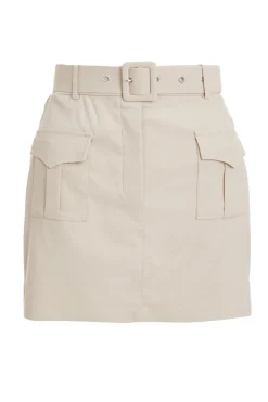 Quiz High Waisted Cargo Skort Stone Outlet