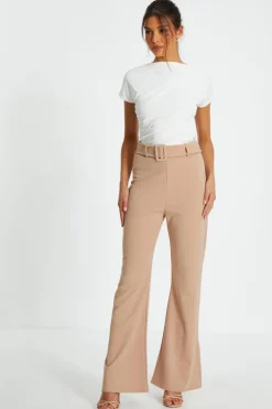 Quiz Stone High Waisted Split Hem Trousers Discount