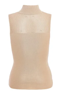 Quiz Knit High Neck Top Stone Discount