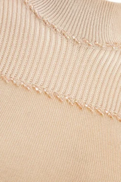 Quiz Knit High Neck Top Stone Discount