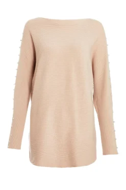 Quiz Knitted Beaded Batwing Jumper Stone Clearance