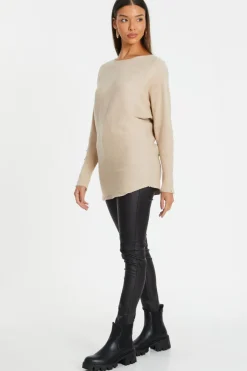 Quiz Knitted Beaded Batwing Jumper Stone Clearance